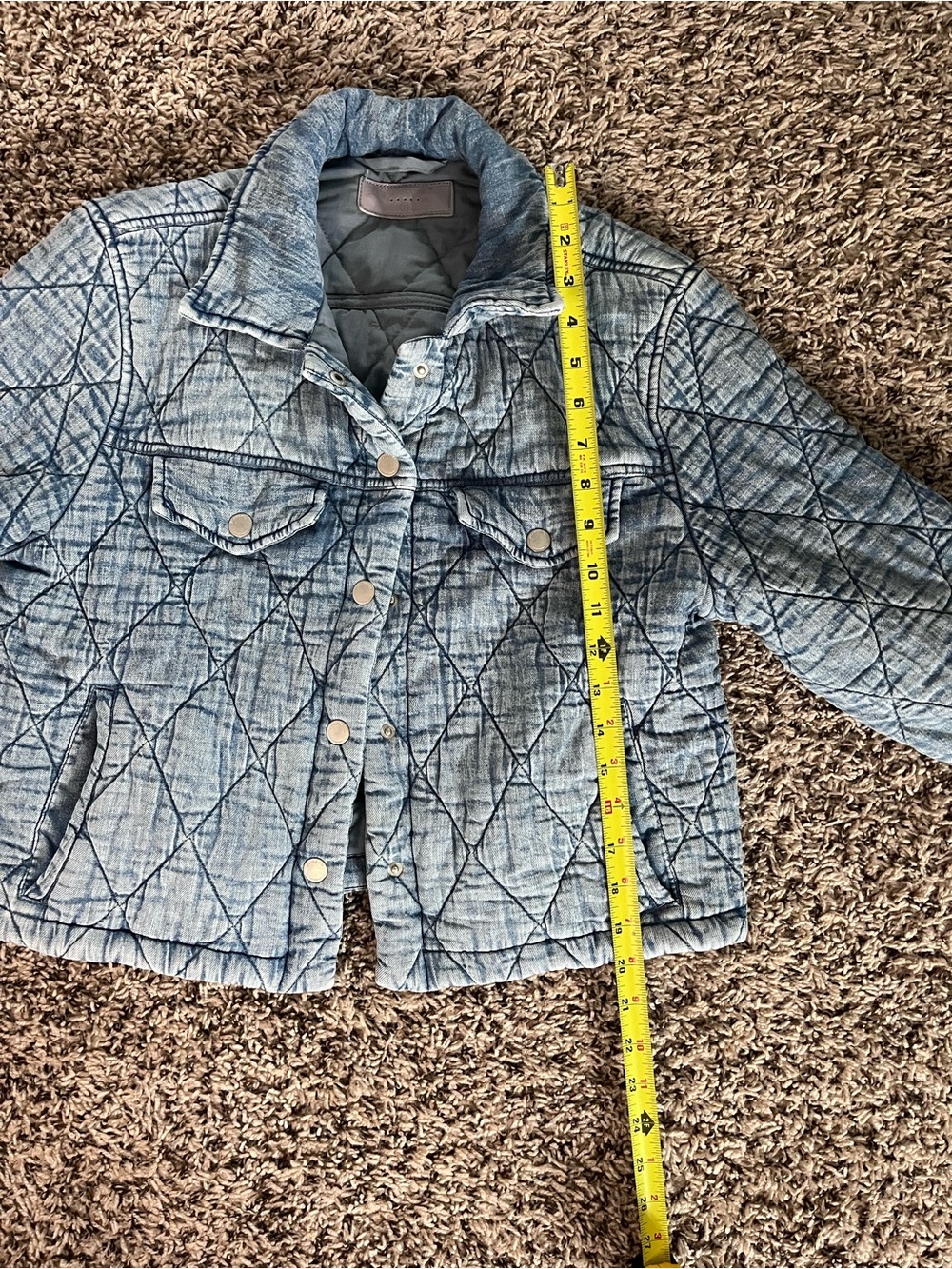 BlankNYC Quilted Denim Jacket Blue Acid Wash Cropped Snap Front 37DJ5983 Women S - Picture 4 of 6